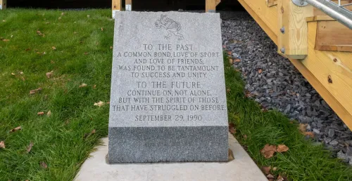 marker dedication to NU Rugby Scrum Alums, September 29, 1990