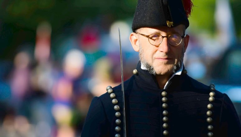 Dean of the College of Professional Schools, Aron Temkin, as Capt. Alden Partridge, Norwich founder