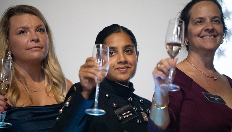 Raising a toast at the Women Kicking Glass Gala, September 20, 2024