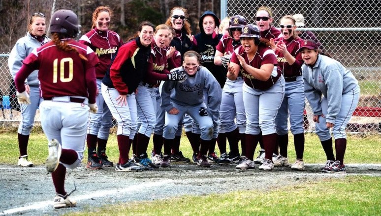 Softball in action
